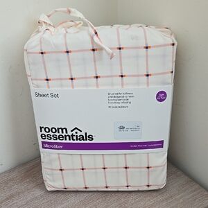 NWT Room Essentials Microfiber Twin XL Sheet Set White Orange Blue